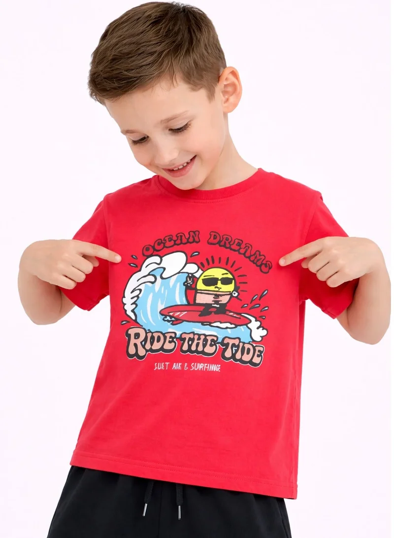 Victor And Jane  Boys Good Day Printed T-Shirt & Black Shorts Set for Men | Best Price UAE